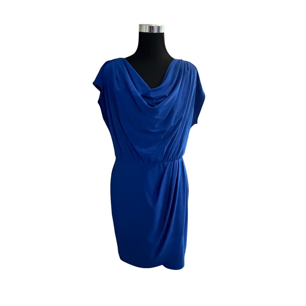 NWT City Studios Juniors' Drape-Neck Faux Wrap Short-Sleeve Cobalt Blue Dress XL